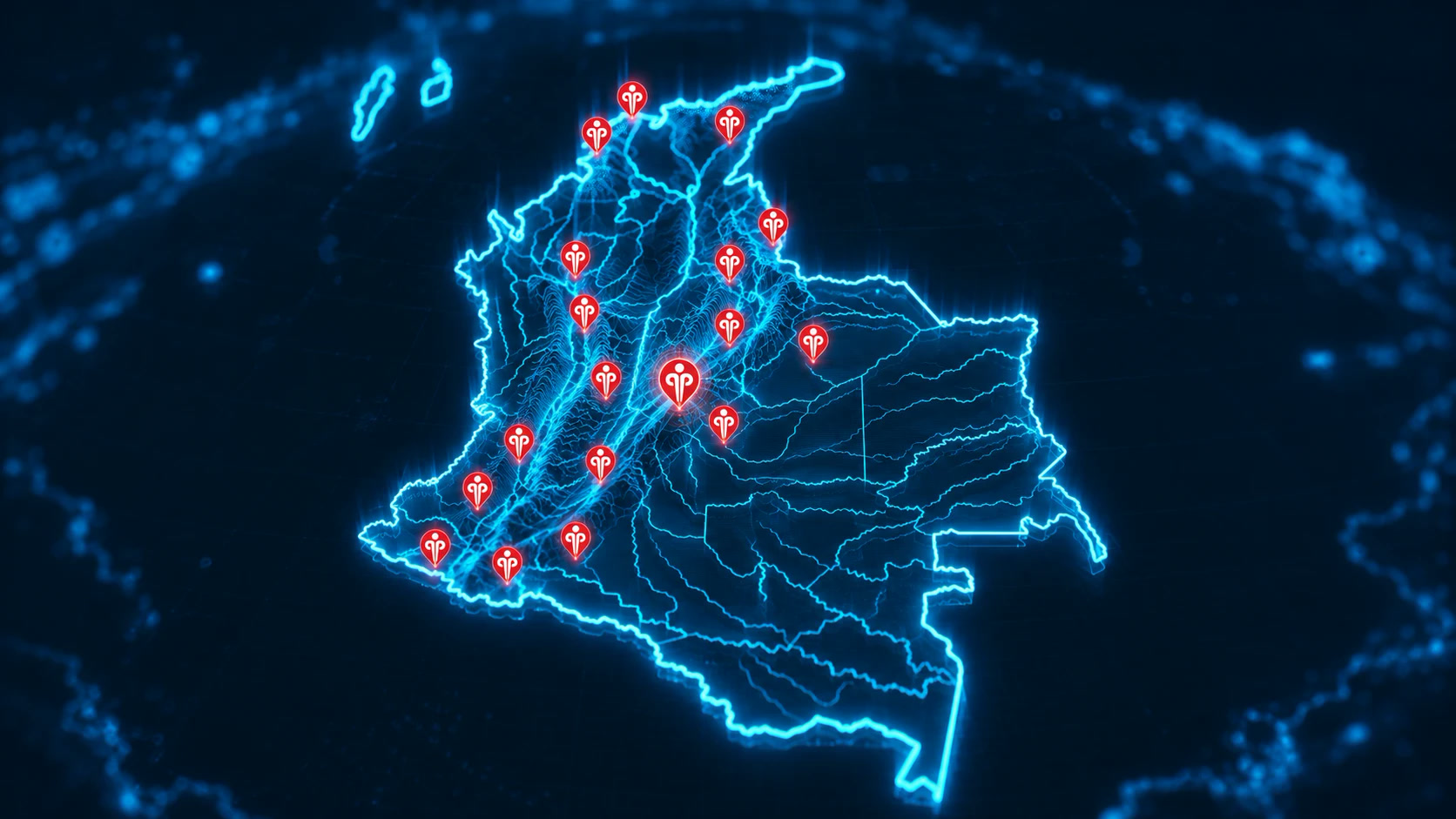 Mapa de sedes de PROTEVIS en Colombia